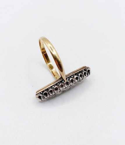 Bague 53.5 Bague marquise victorienne en or 18k et argent, diamants taille rose, vers 1900 58 Facettes A08052
