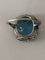 Bague 54 Bague Art déco en platine avec aigue-marine naturelle de 14 ct 58 Facettes LOT 7860