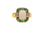 Bague Bague octogonale en or jaune avec opale, émeraudes et diamants 58 Facettes 4232