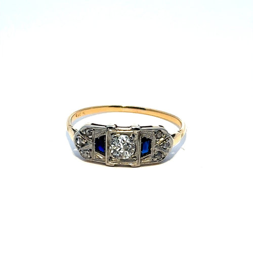Bague 56 Bague Art déco en or, diamants et saphirs 58 Facettes 50560
