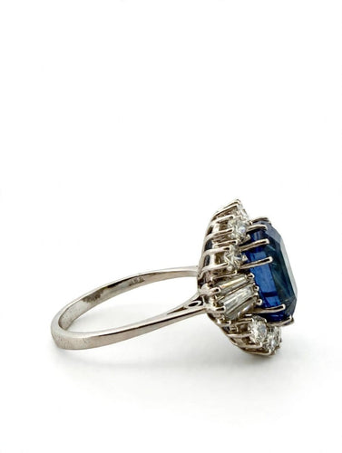Bague 57 Rosetta - Bague vintage en or blanc 18 kt, saphir de Ceylan et diamants 58 Facettes 945/26 oc