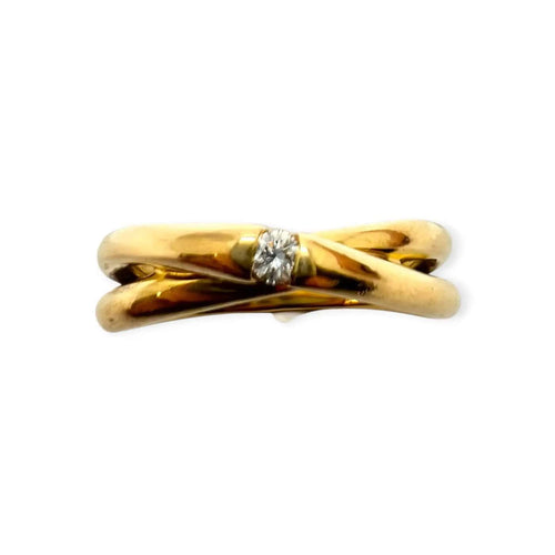 Bague entrelacée en or jaune 750 avec diamant 58 Facettes 330105485