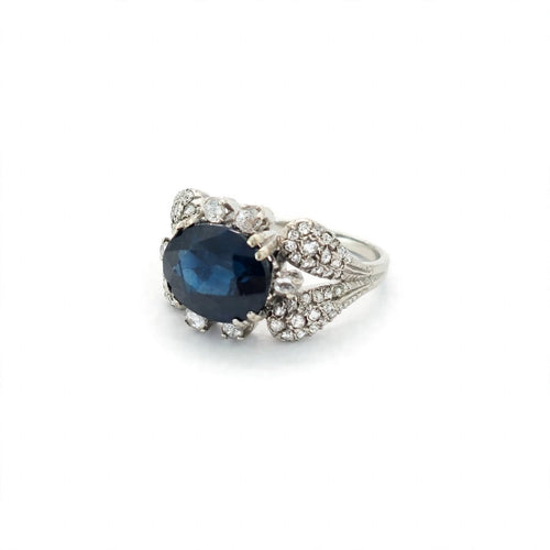 Bague en or 18 kt, saphir australien naturel et diamants 58 Facettes 774/26 E