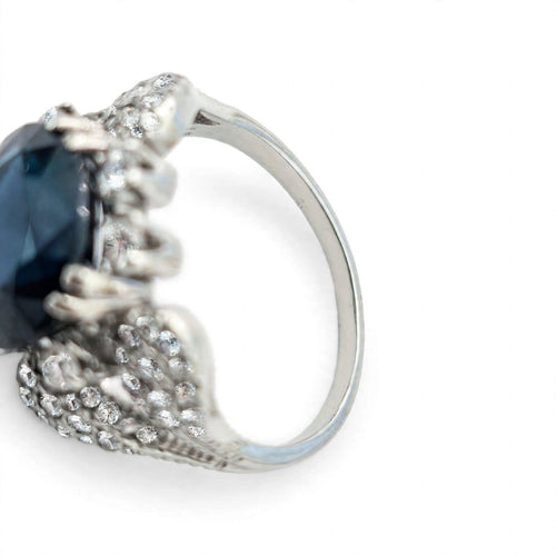Bague en or 18 kt, saphir australien naturel et diamants 58 Facettes 774/26 E