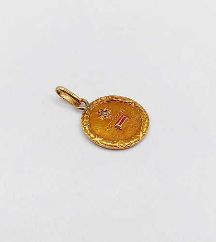 Pendentif Augis - Pendentif médaille d’amour 13 mm en or 18k, rubis et diamants 58 Facettes A08043