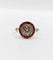 Bague 52 Bague cible Art déco en or 18k, diamant taille rose et rubis synthétiques calibrés 58 Facettes A07847