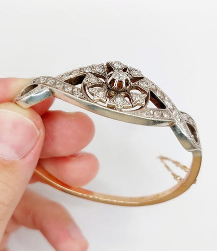 Bracelet Bracelet victorien en or rose 18k et argent, diamants, vers 1880 58 Facettes A07941