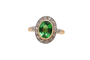 Bague 56 Bague Pompadour en or jaune et blanc 18 carats, diamants et pierre verte 58 Facettes 4225