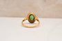 Bague 56 Bague Pompadour en or jaune et blanc 18 carats, diamants et pierre verte 58 Facettes 4225