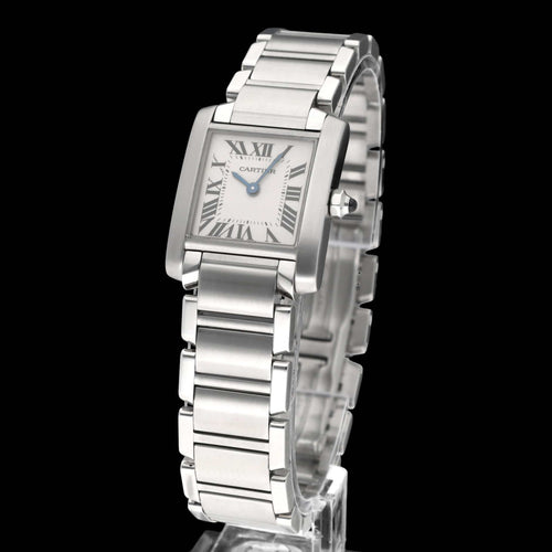 Montre Cartier - Montre Tank Française 2384, quartz, acier, 2009 58 Facettes CRT/TNK/015