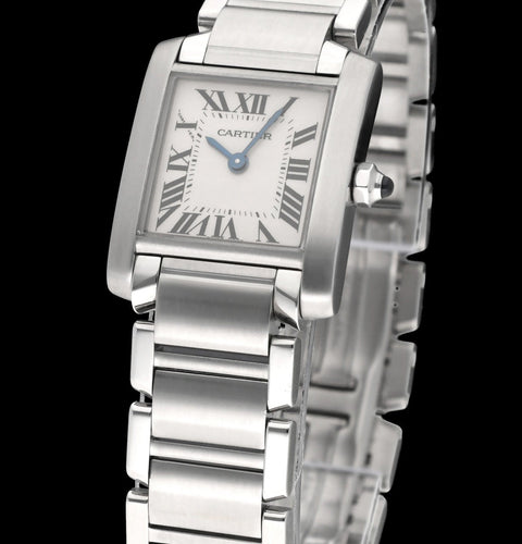 Montre Cartier - Montre Tank Française 2384, quartz, acier, 2009 58 Facettes CRT/TNK/015