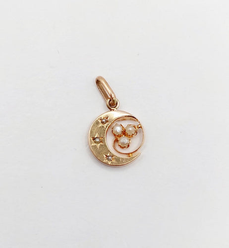 Pendentif Pendentif - Croissant de lune en or rose 18k et perles, vers 1890 58 Facettes A07933