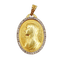Pendentif Médaille religieuse XXL Art déco en or 18k, Vierge Marie et diamants, vers 1920 58 Facettes A07968
