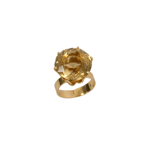 Bague 49 Bague vintage en or jaune 18k avec citrine 58 Facettes