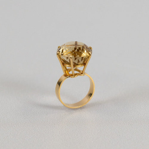 Bague 49 Bague vintage en or jaune 18k avec citrine 58 Facettes