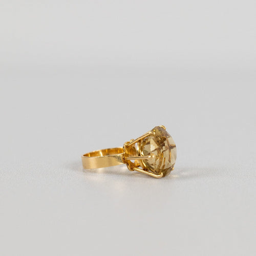 Bague 49 Bague vintage en or jaune 18k avec citrine 58 Facettes