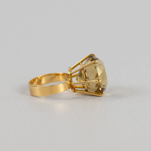 Bague 49 Bague vintage en or jaune 18k avec citrine 58 Facettes