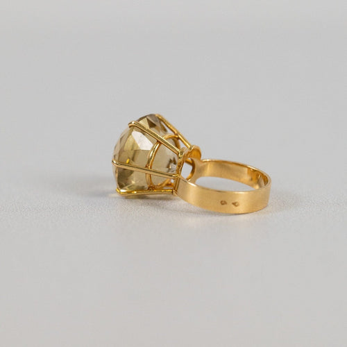 Bague 49 Bague vintage en or jaune 18k avec citrine 58 Facettes