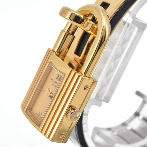 Hermès - Montre Kelly à quartz en métal plaqué or et cuir 58 Facettes s1rbmqr5ng