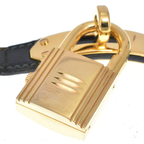 Hermès - Montre Kelly à quartz en métal plaqué or et cuir 58 Facettes s1rbmqr5ng
