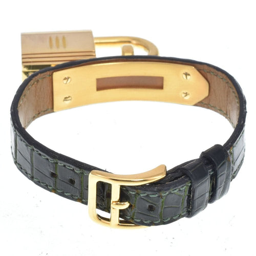 Hermès - Montre Kelly à quartz en métal plaqué or et cuir 58 Facettes s1rbmqr5ng