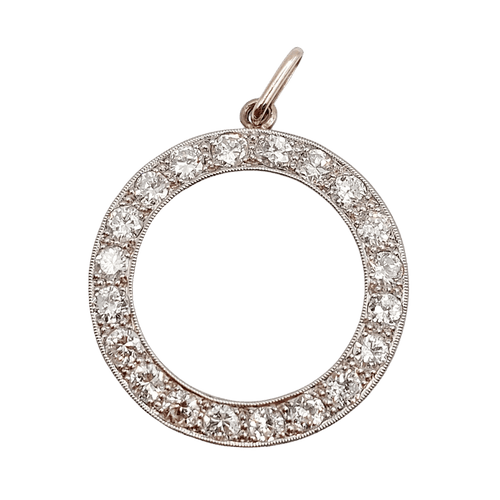 Pendentif cible Art déco en or 18k et platine, diamants, vers 1940 58 Facettes A07987