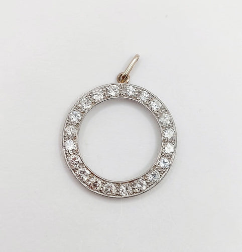 Pendentif cible Art déco en or 18k et platine, diamants, vers 1940 58 Facettes A07987