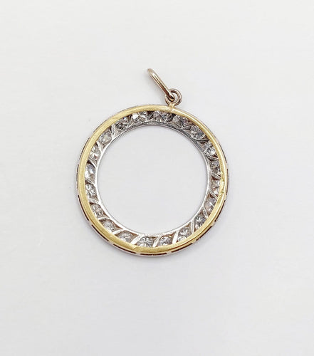 Pendentif cible Art déco en or 18k et platine, diamants, vers 1940 58 Facettes A07987