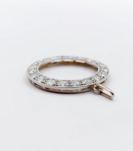 Pendentif cible Art déco en or 18k et platine, diamants, vers 1940 58 Facettes A07987