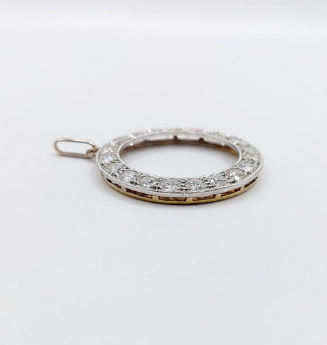 Pendentif cible Art déco en or 18k et platine, diamants, vers 1940 58 Facettes A07987