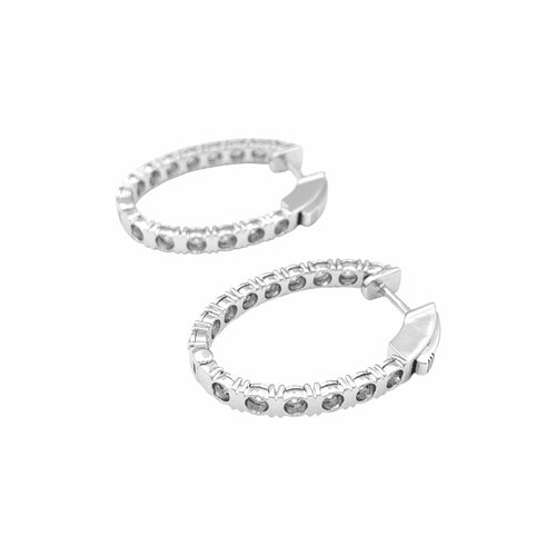 Boucles d’oreilles créoles en or blanc 750/000 et diamants taille brillant 58 Facettes 36118