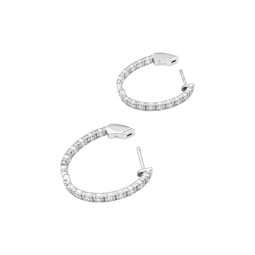Boucles d’oreilles créoles en or blanc 750/000 et diamants taille brillant 58 Facettes 36118