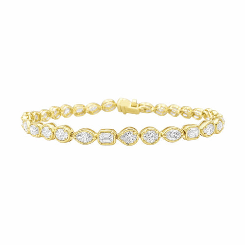Bracelet ligne en or jaune 750 et diamants 58 Facettes 36119