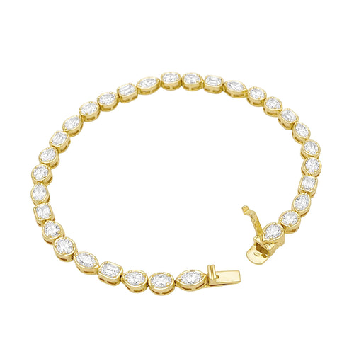 Bracelet ligne en or jaune 750 et diamants 58 Facettes 36119