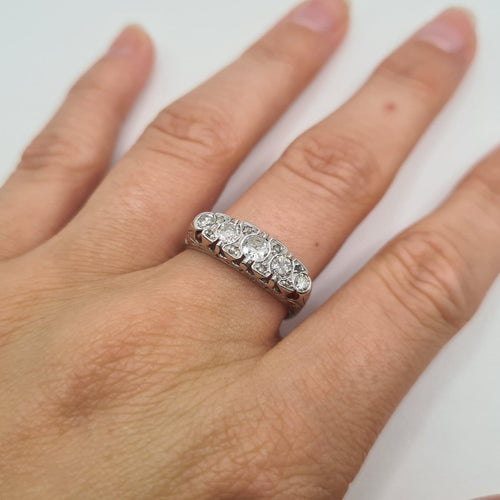 Bague 57 Bague en or blanc 18k sertie de diamants 58 Facettes #5073