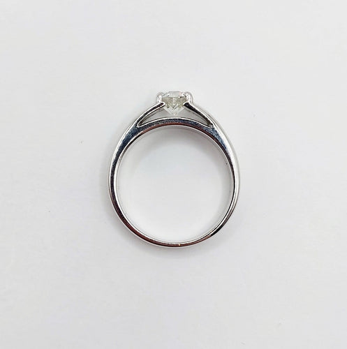 Bague 54 Bague jonc bombé Art déco en or blanc 18k avec diamant taille ancienne 0,75 ct 58 Facettes A08034
