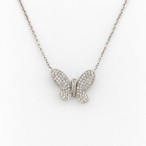 Collier Collier papillon en or blanc 18 carats pavé de diamants 58 Facettes 37903