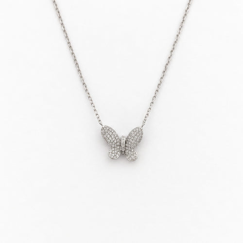 Collier Collier papillon en or blanc 18 carats pavé de diamants 58 Facettes 37903