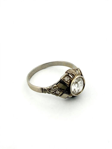 Bague 60 Bague ancienne en or blanc 18k avec diamant taille ancienne 58 Facettes 632/26 D shd