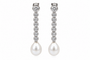 Boucles d'oreilles Boucles d’oreilles pendantes en or blanc 14 carats, diamants et perles 58 Facettes PP10