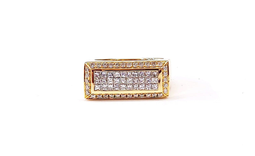Bague 53 Bague jonc rectangulaire en or 18k et diamants 58 Facettes DV-MAssart
