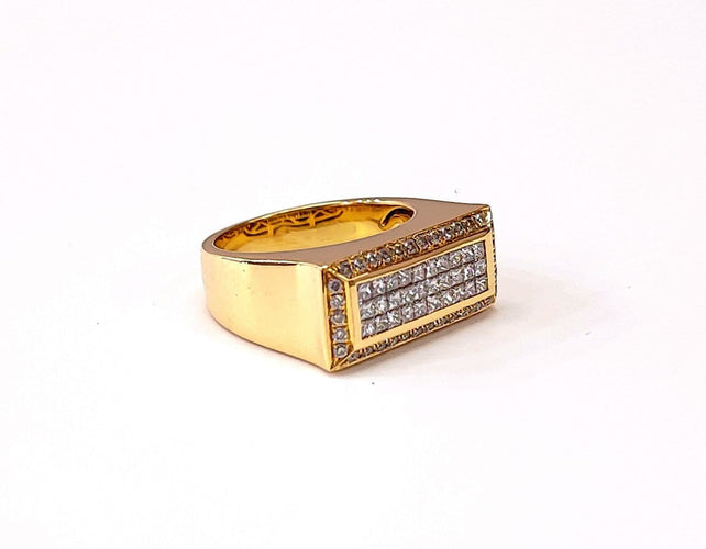 Bague 53 Bague jonc rectangulaire en or 18k et diamants 58 Facettes DV-MAssart