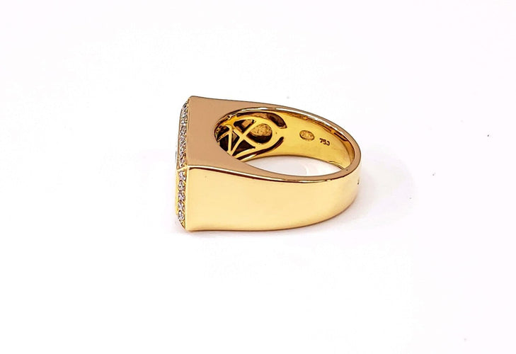 Bague 53 Bague jonc rectangulaire en or 18k et diamants 58 Facettes DV-MAssart