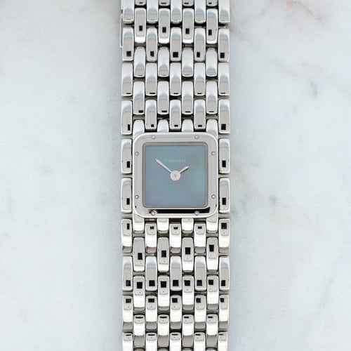Montre Cartier Panthère Ruban - Montre en acier à cadran en nacre bleue 58 Facettes 607