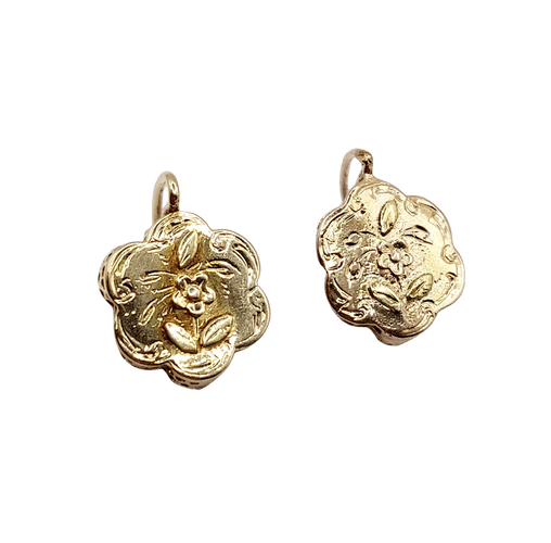 Boucles d'oreilles Boucles d’oreilles dormeuses en or rose 18k, décor floral, vers 1900 58 Facettes A07960