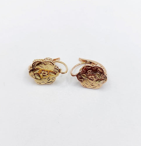 Boucles d'oreilles Boucles d’oreilles dormeuses en or rose 18k, décor floral, vers 1900 58 Facettes A07960