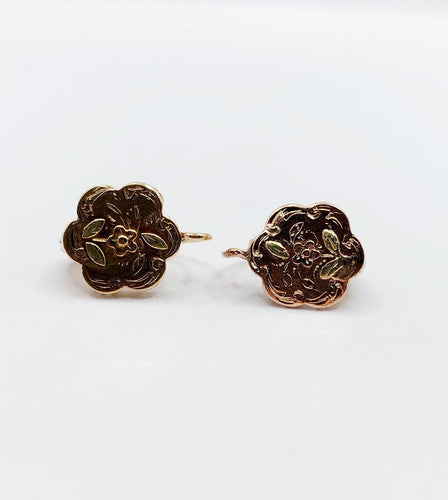 Boucles d'oreilles Boucles d’oreilles dormeuses en or rose 18k, décor floral, vers 1900 58 Facettes A07960