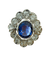 Bague Pompadour en or blanc 18 carats, saphir de Ceylan et diamants