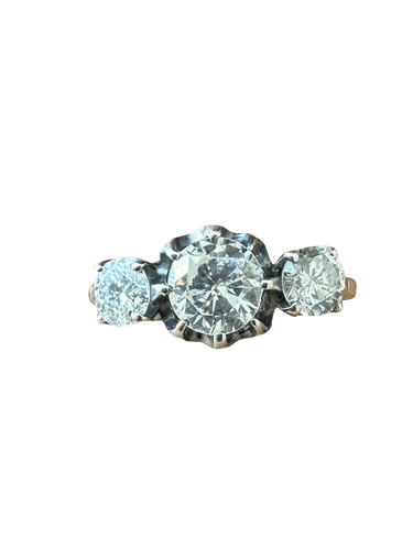 Bague 53 Bague trilogie en or jaune et or blanc 18 carats avec diamants 58 Facettes nlln