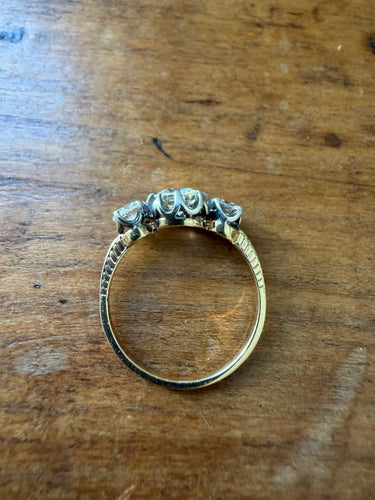 Bague 53 Bague trilogie en or jaune et or blanc 18 carats avec diamants 58 Facettes nlln